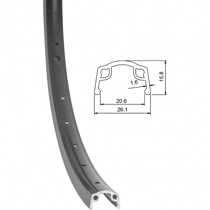 Обод 24" XP-160 36Н одинарный, чёрный 330120 Обод 24" XP-160 36Н одинарный, чёрный 330120