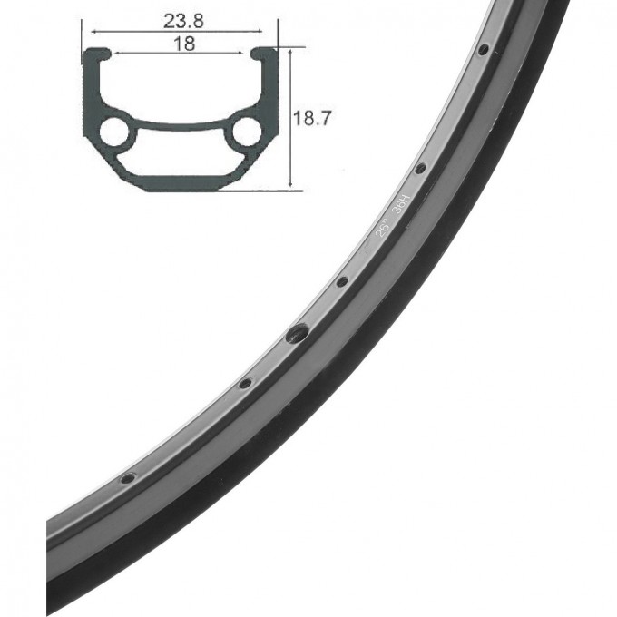 Обод 26" HLQC-08A 14Gх36Н двойной, черный 330131 Обод 26" HLQC-08A 14Gх36Н двойной, черный 330131