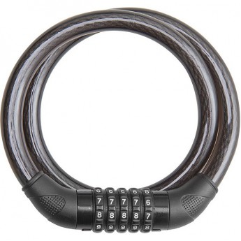 Трос-замок 84620, 15х800 мм, с кодовым замком, чёрный Трос-замок 84620, 15х800 мм, с кодовым замком, чёрный