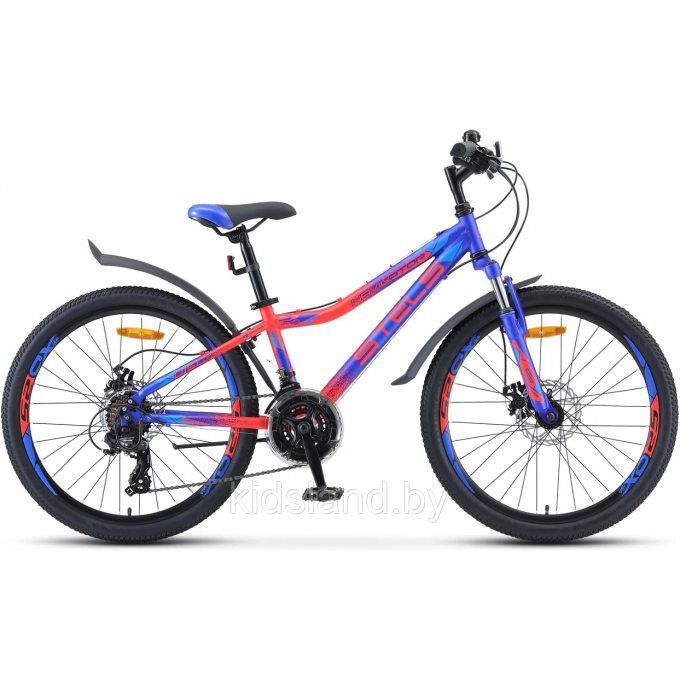 Велосипед STELS Navigator 24" 410 MD V010 синий/неоновый-красный (LU091556), рама 12", 2023 JU000424092023JU0002516 Велосипед STELS Navigator 24" 410 MD V010 синий/неоновый-красный (LU091556), рама 12", 2023 JU000424092023JU0002516